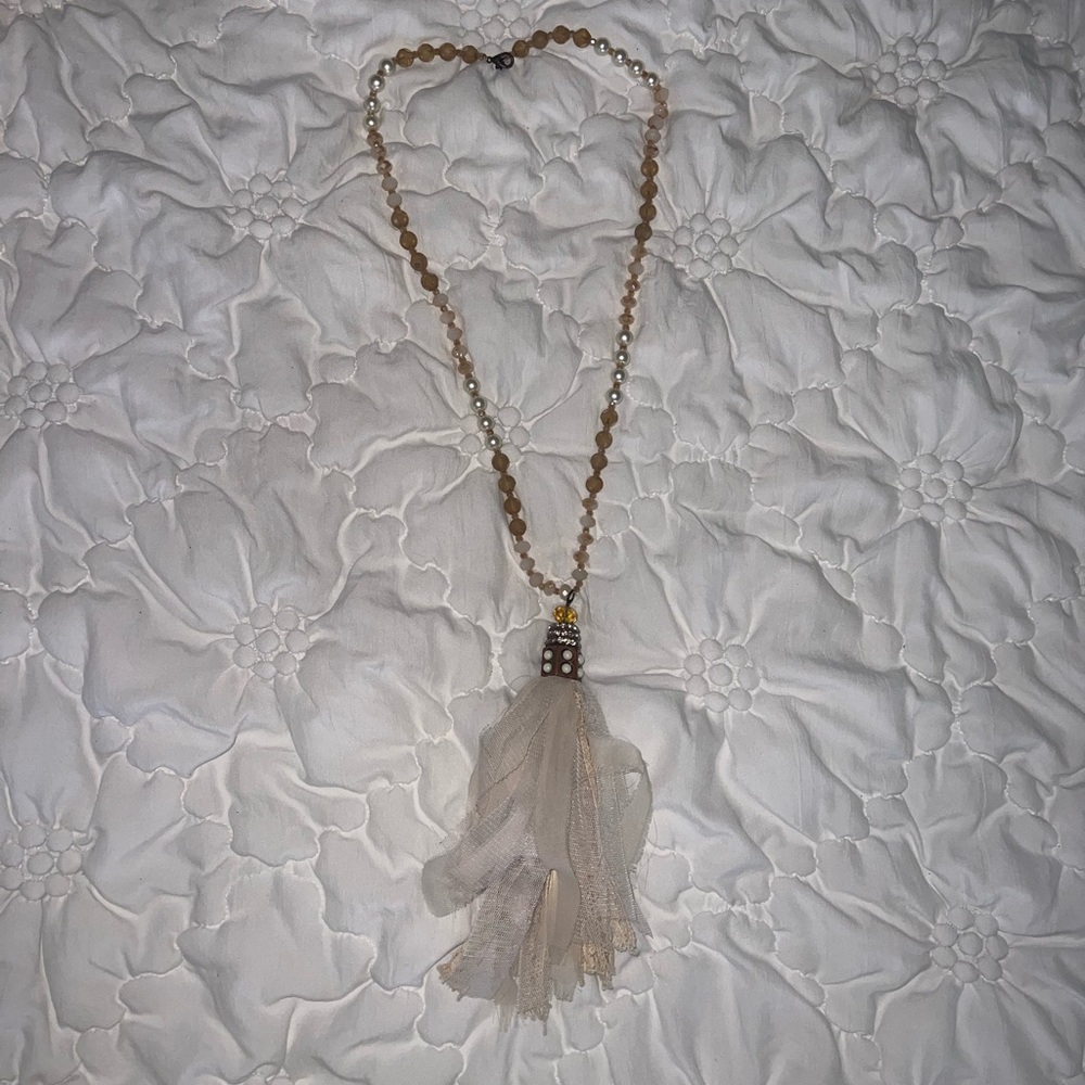 Elegant Beaded Necklace with Tassel